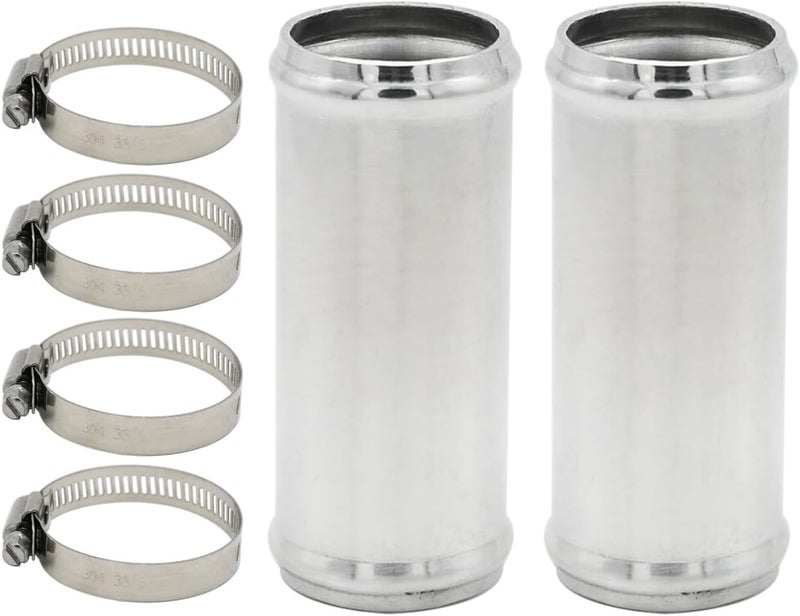 KRD PERFORMANCE 45mm(1.75") OD, Length 3" (76mm), Straight 1.75 Inch 6061 Aluminum Hose Joiner Tube Intercooler Pipe Connect High Class Glossy Polished Treatment Air Intake Tube with Bead Roll, 2 PCS - Image 1